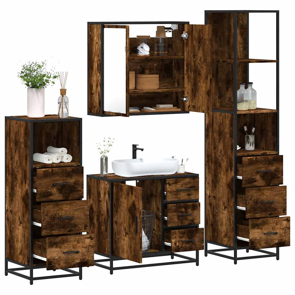 4 Piece Bathroom Furniture Set  Engineered Wood