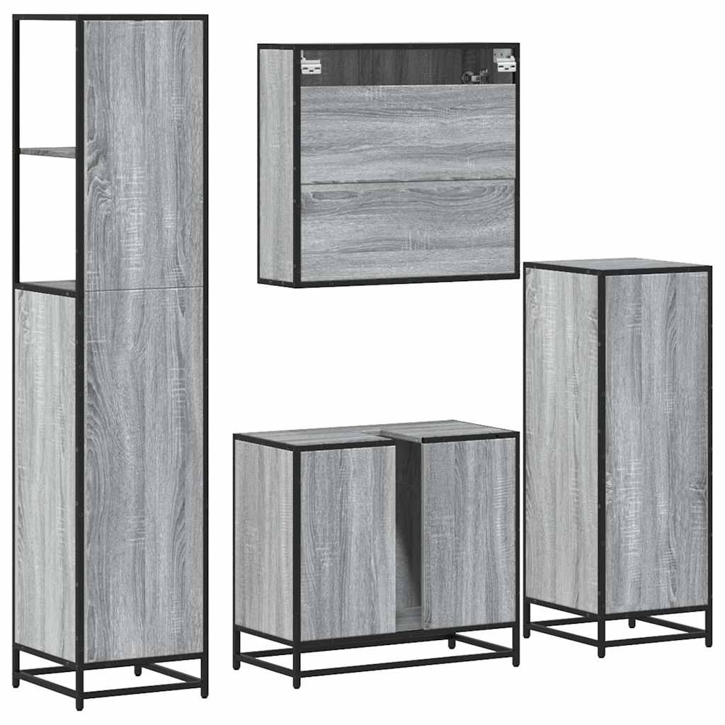 4 Piece Bathroom Furniture Set  Engineered Wood