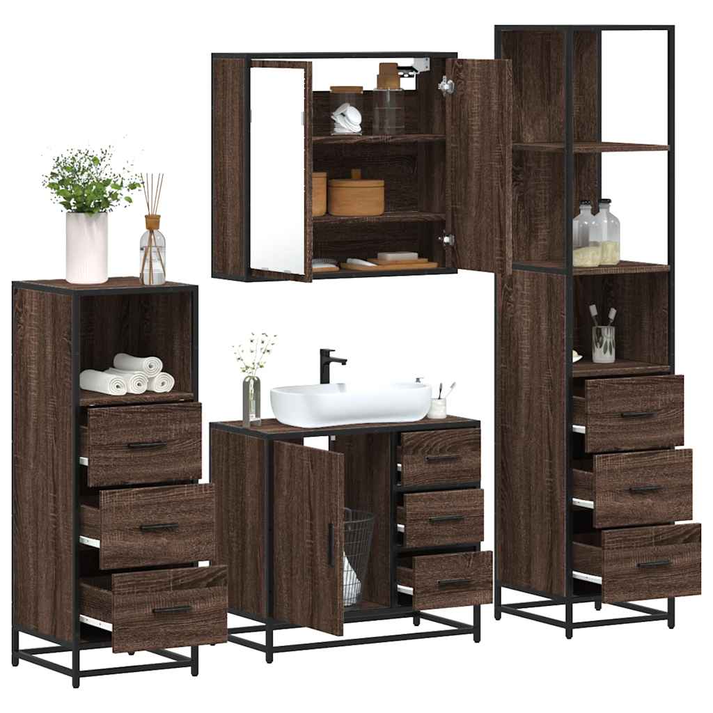 4 Piece Bathroom Furniture Set  Engineered Wood