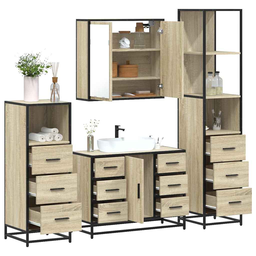 4 Piece Bathroom Furniture Set Engineered Wood