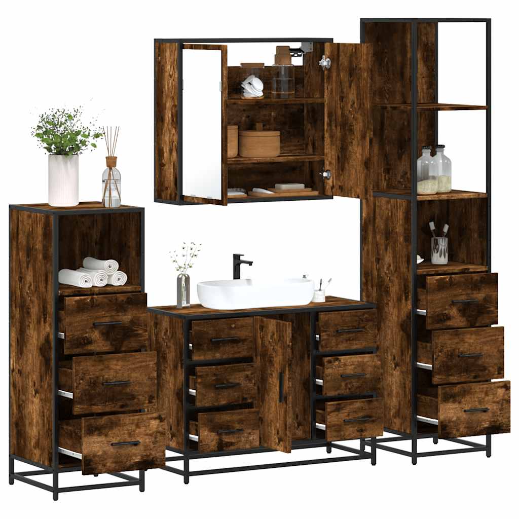 4 Piece Bathroom Furniture Set Engineered Wood