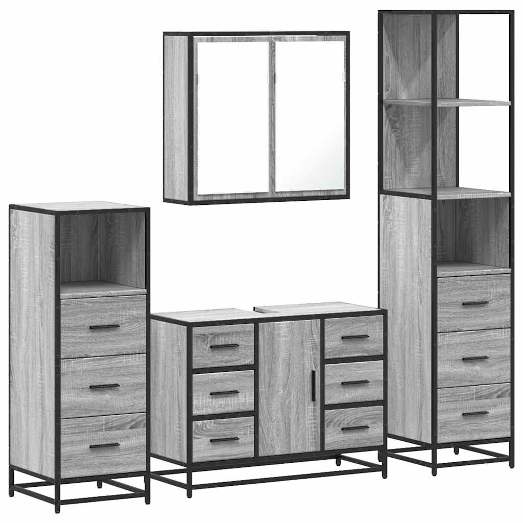4 Piece Bathroom Furniture Set Engineered Wood