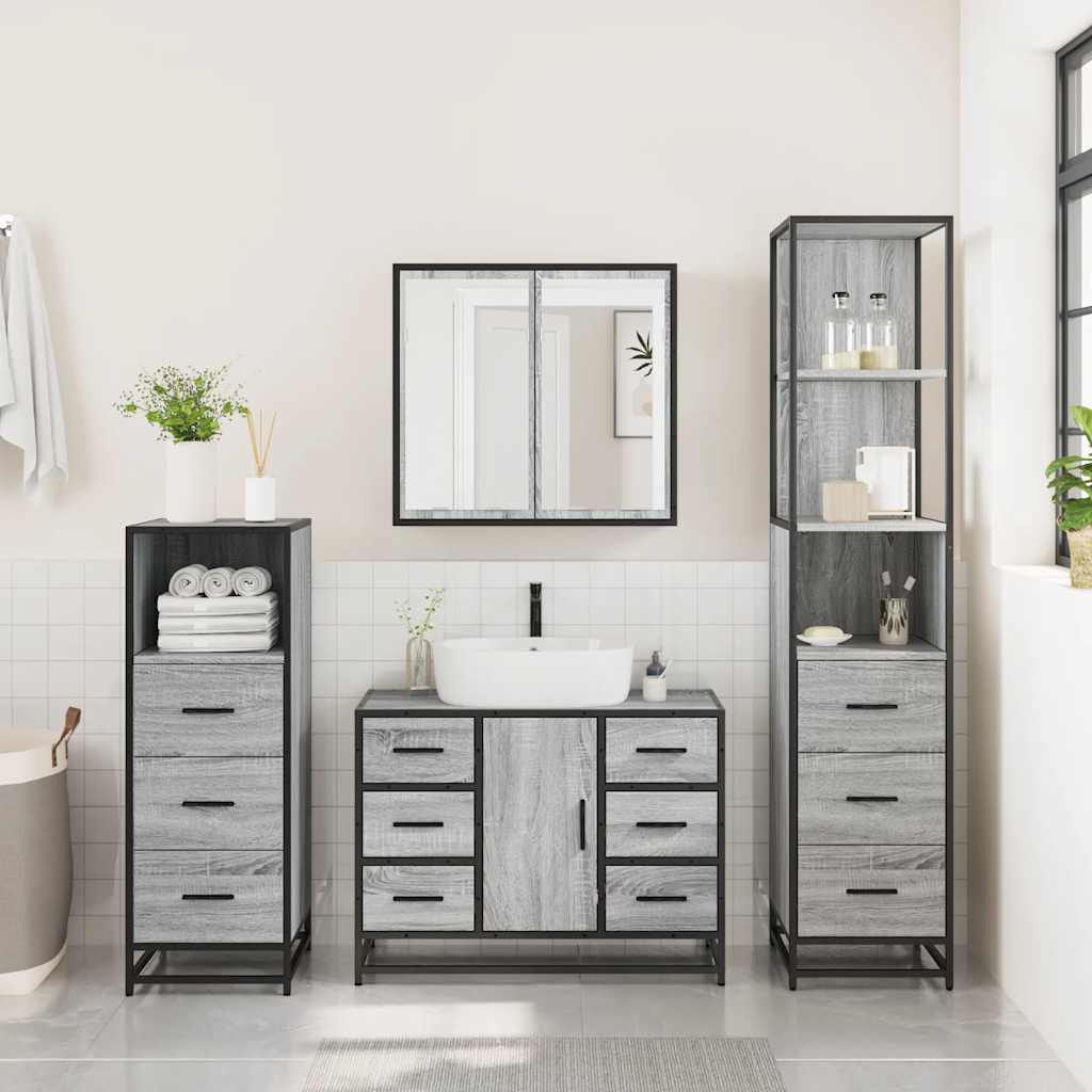 4 Piece Bathroom Furniture Set Engineered Wood