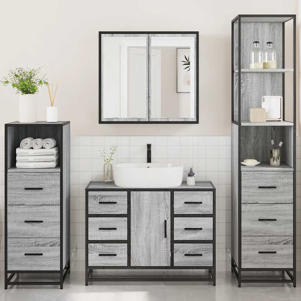 4 Piece Bathroom Furniture Set Engineered Wood