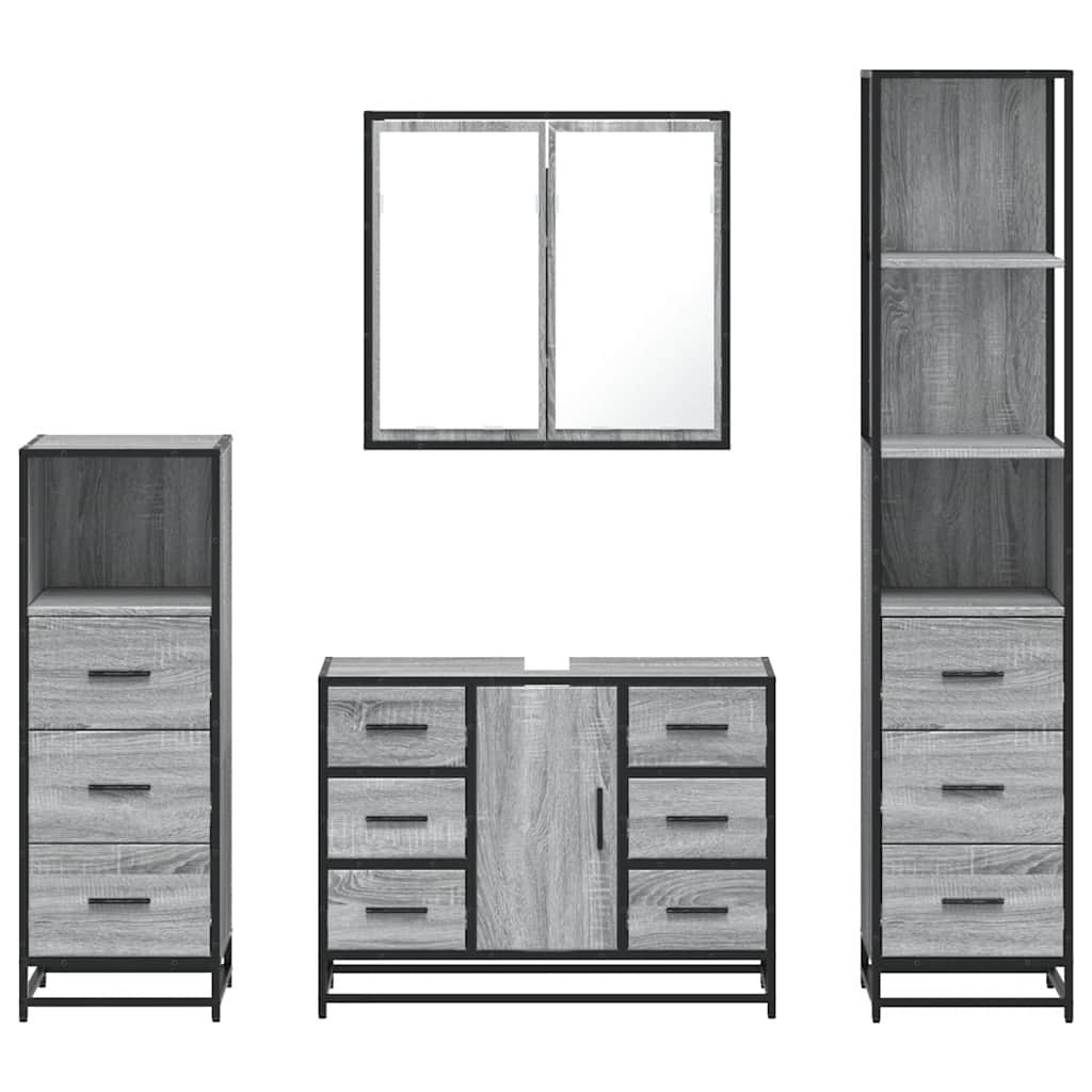 4 Piece Bathroom Furniture Set Engineered Wood