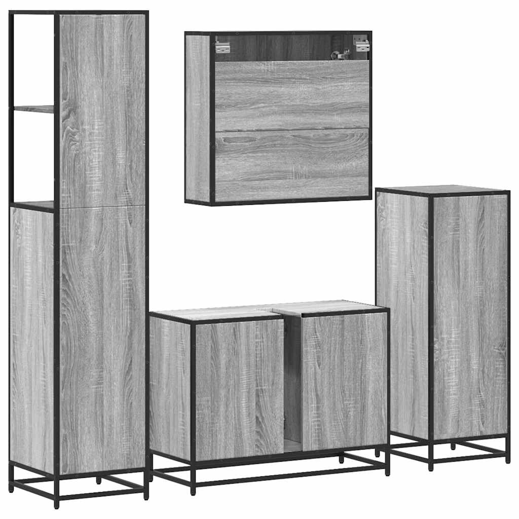 4 Piece Bathroom Furniture Set Engineered Wood
