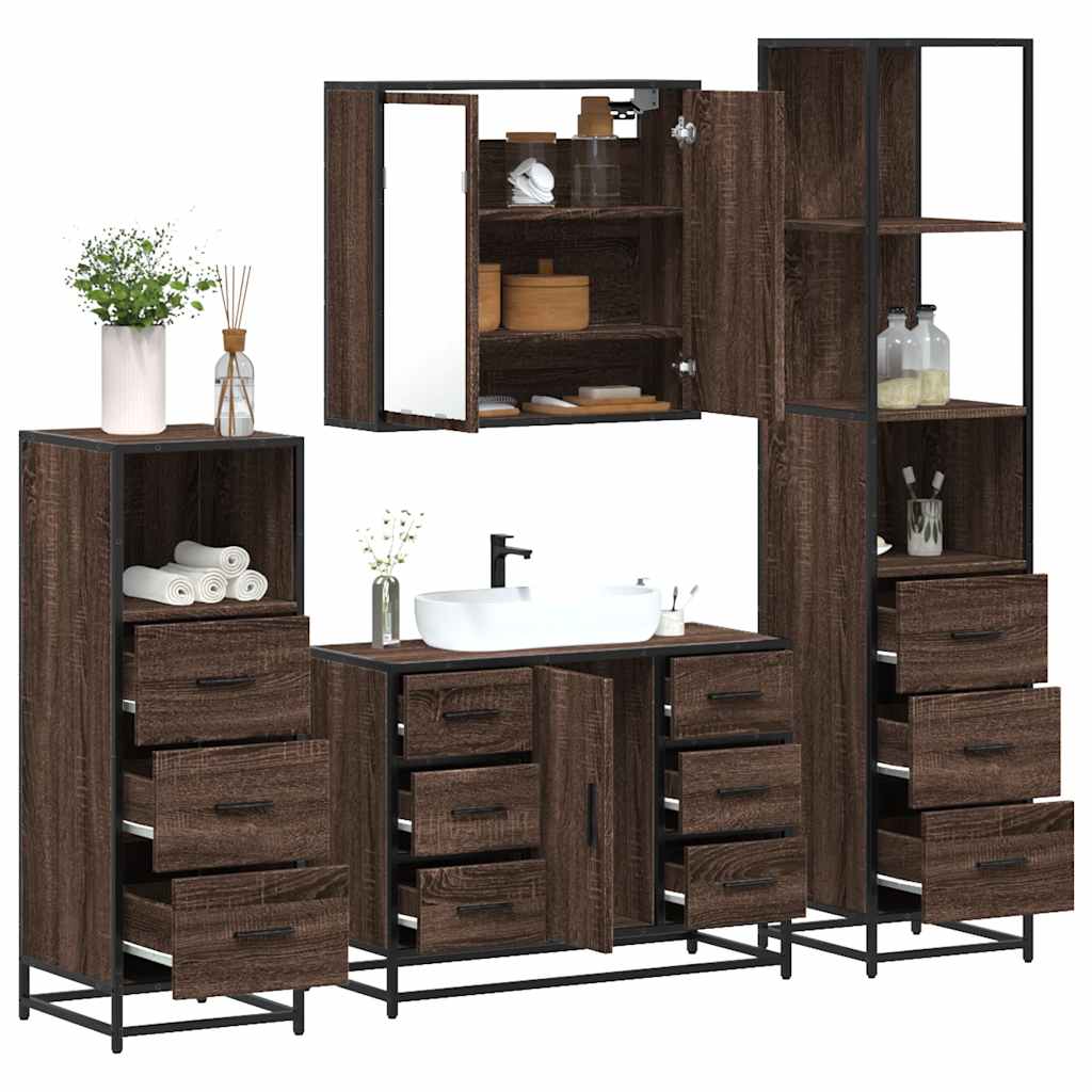 4 Piece Bathroom Furniture Set Engineered Wood