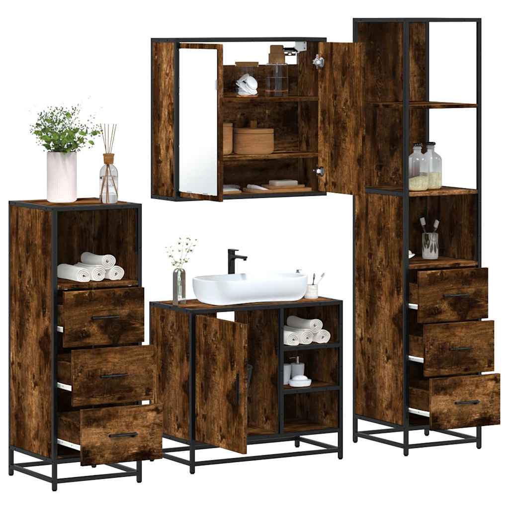 4 Piece Bathroom Furniture Set Engineered Wood