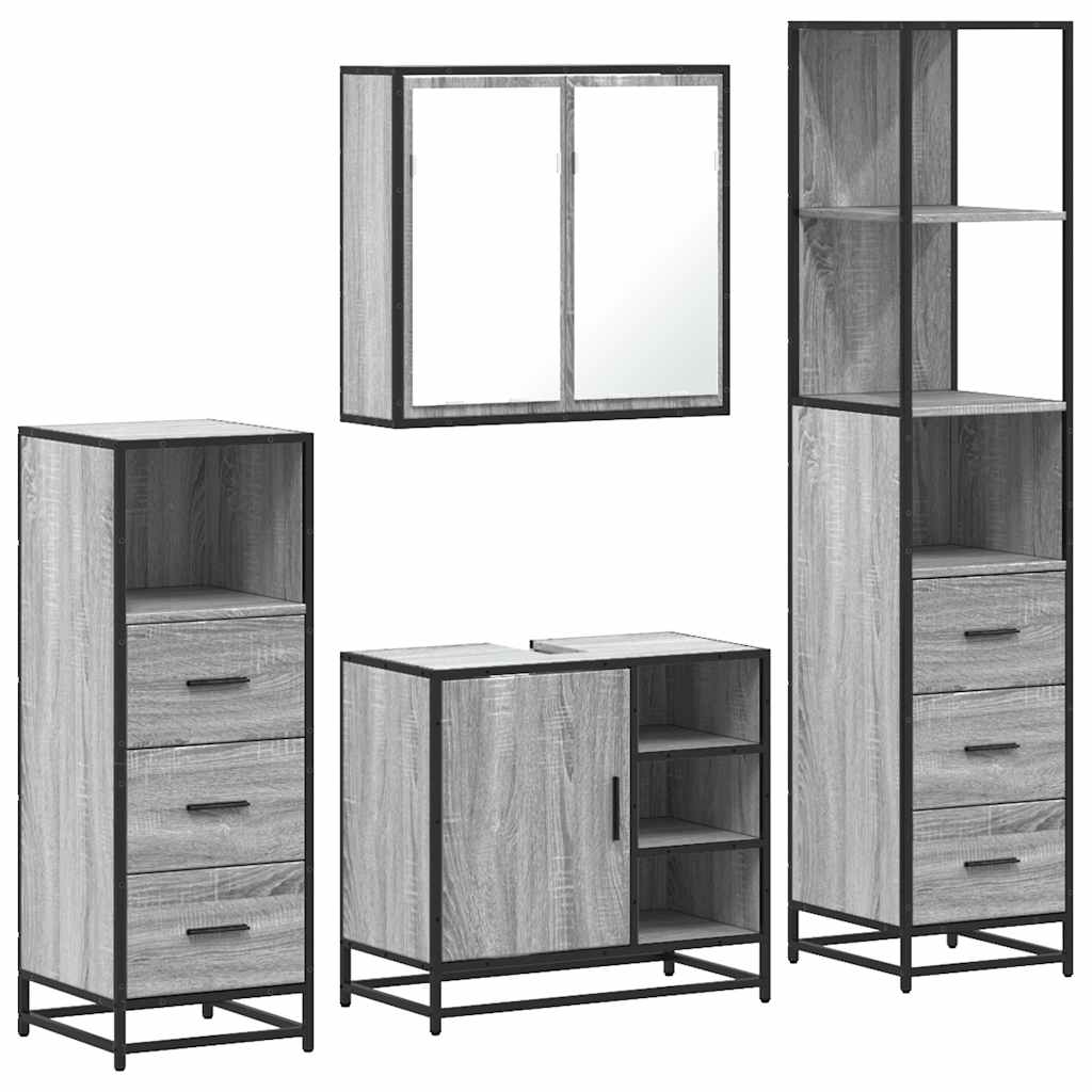 4 Piece Bathroom Furniture Set Engineered Wood