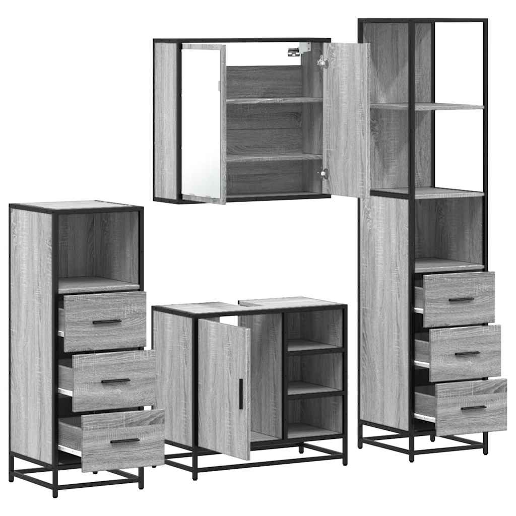 4 Piece Bathroom Furniture Set Engineered Wood