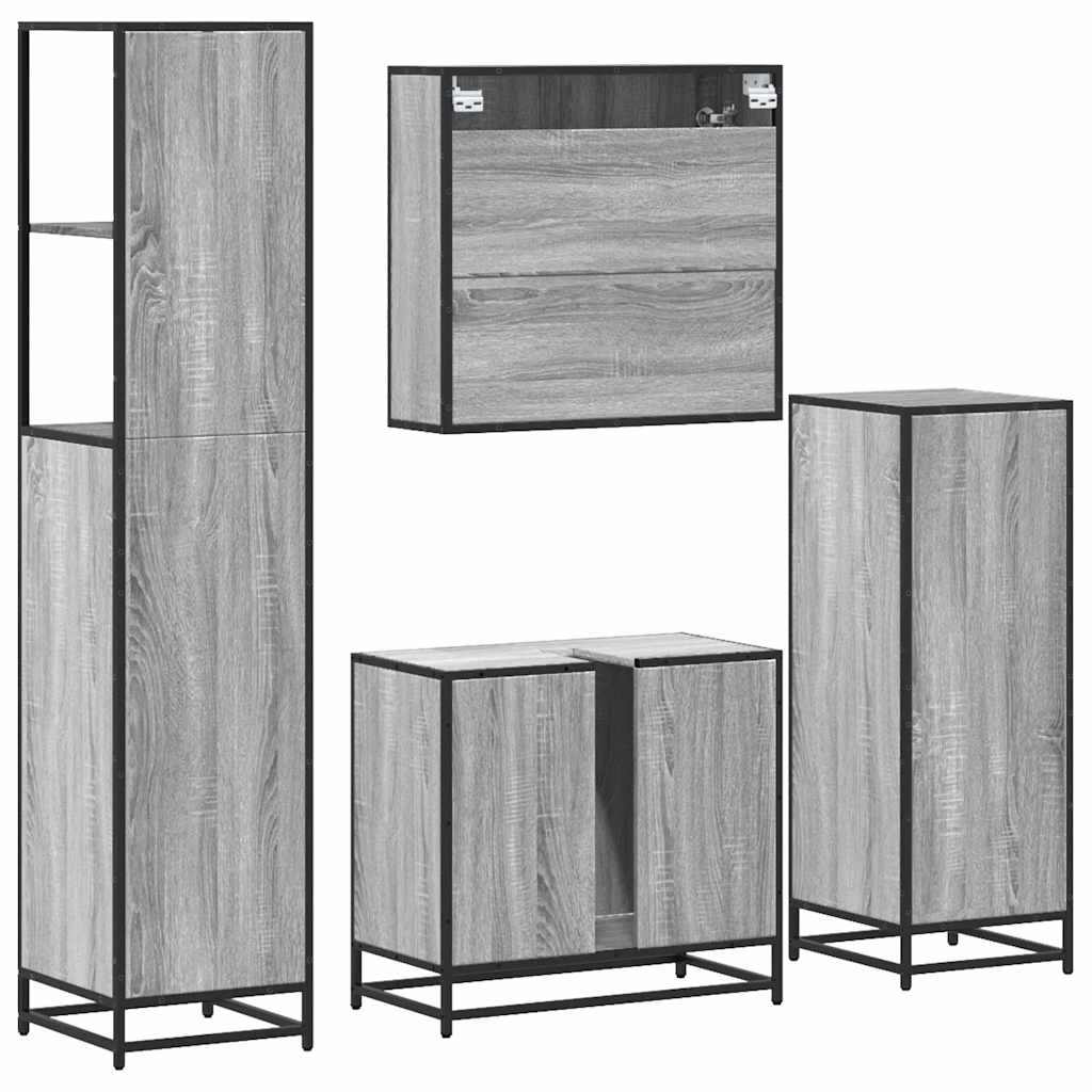4 Piece Bathroom Furniture Set Engineered Wood