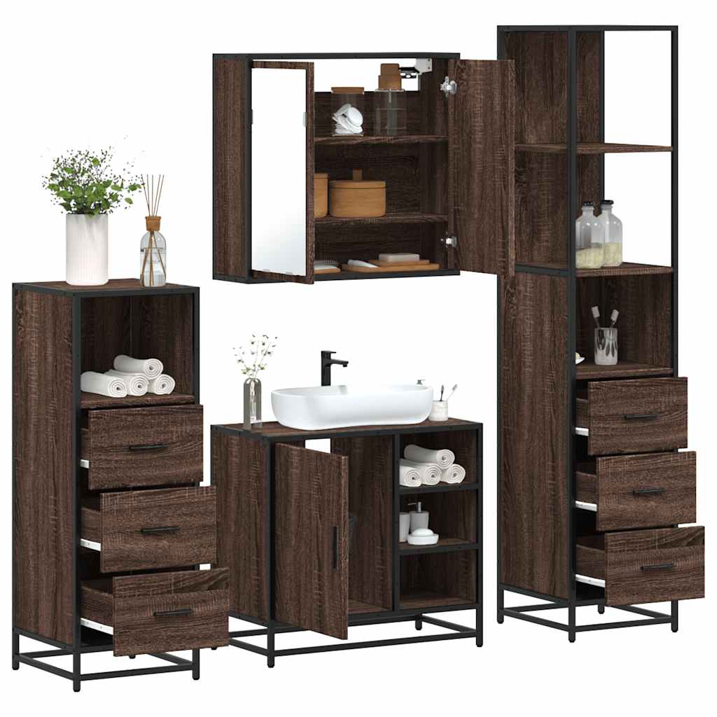 4 Piece Bathroom Furniture Set Engineered Wood