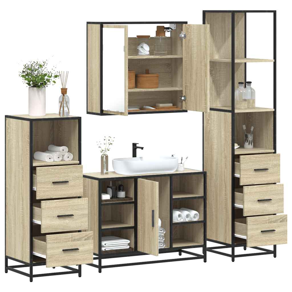 4 Piece Bathroom Furniture Set  Engineered Wood
