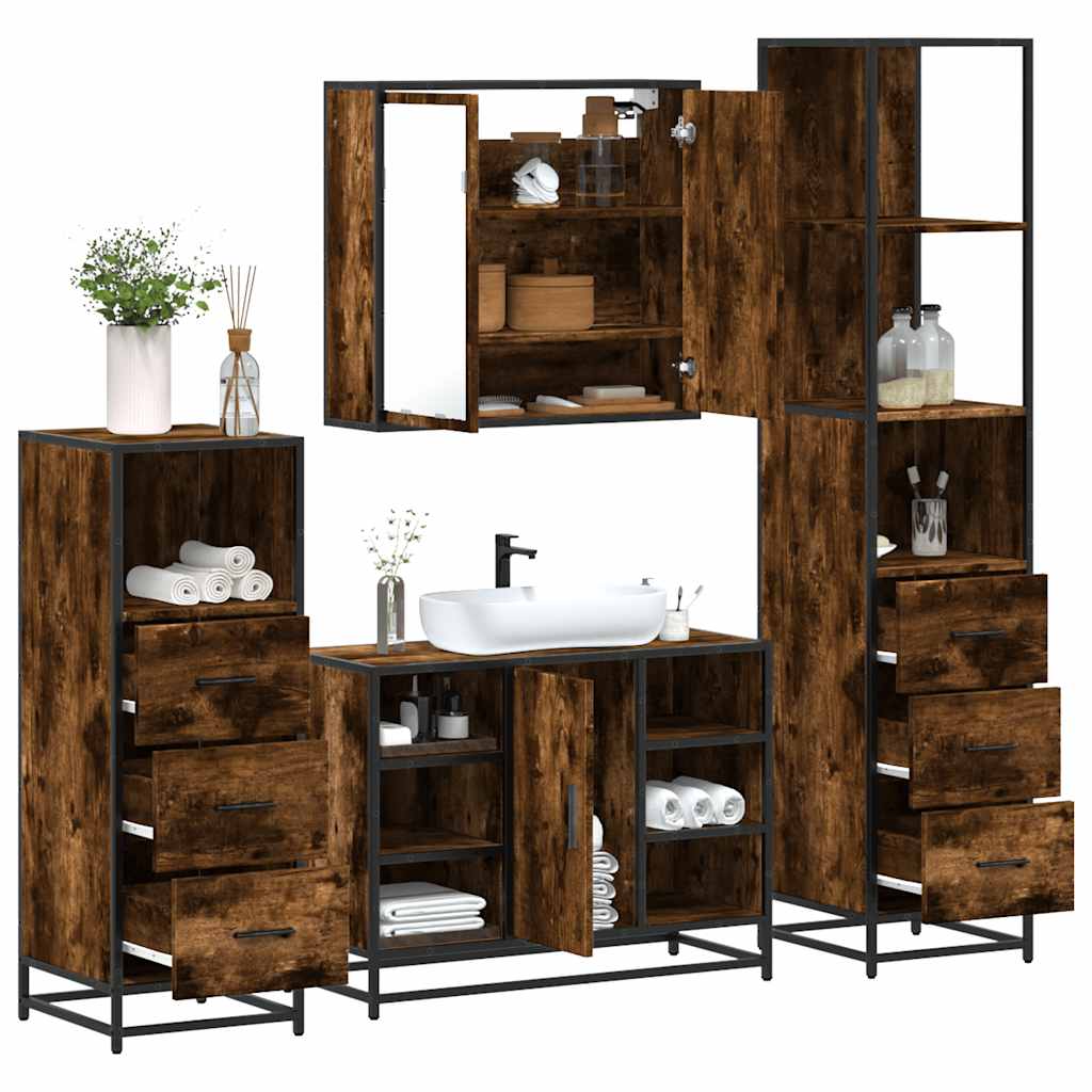 4 Piece Bathroom Furniture Set  Engineered Wood