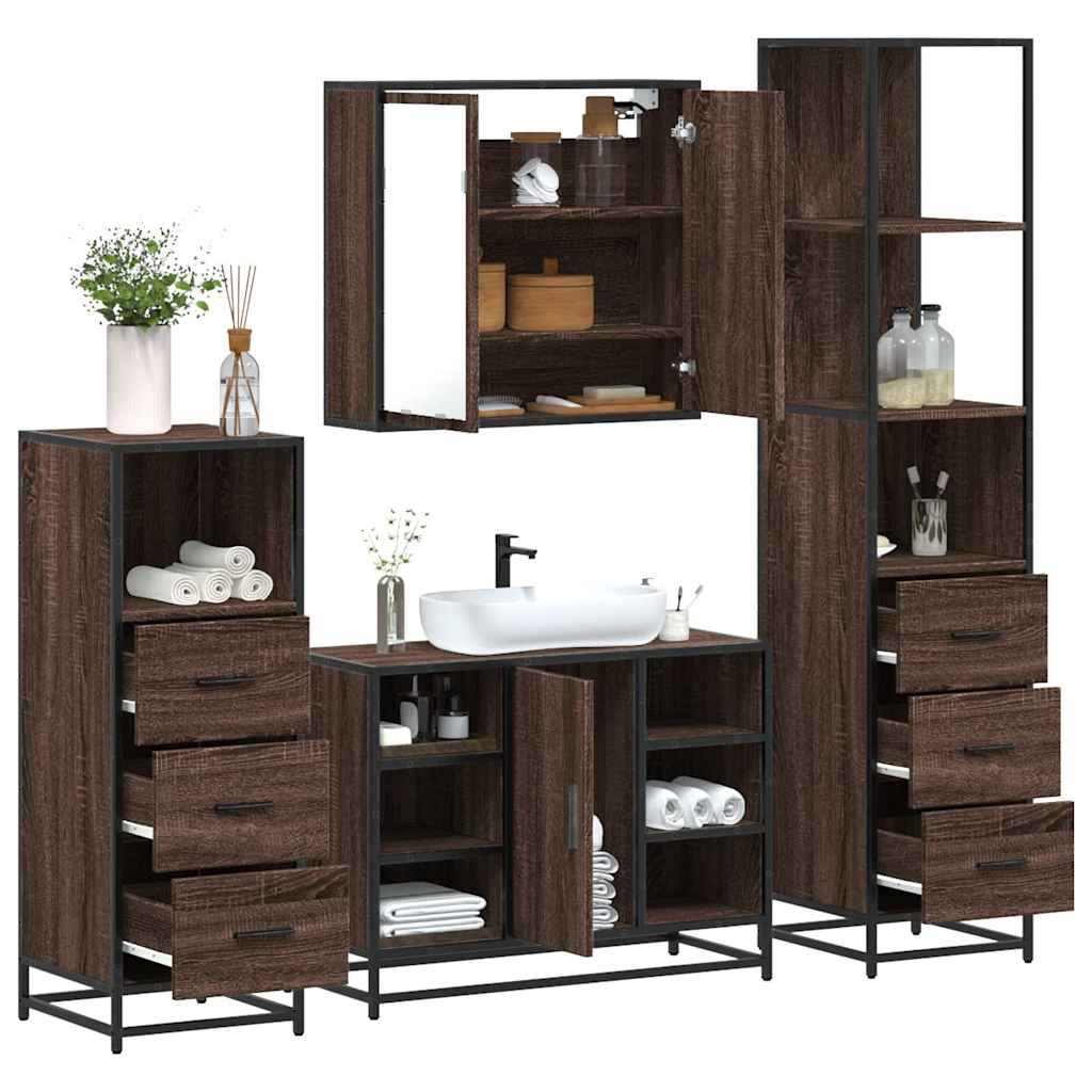 4 Piece Bathroom Furniture Set  Engineered Wood