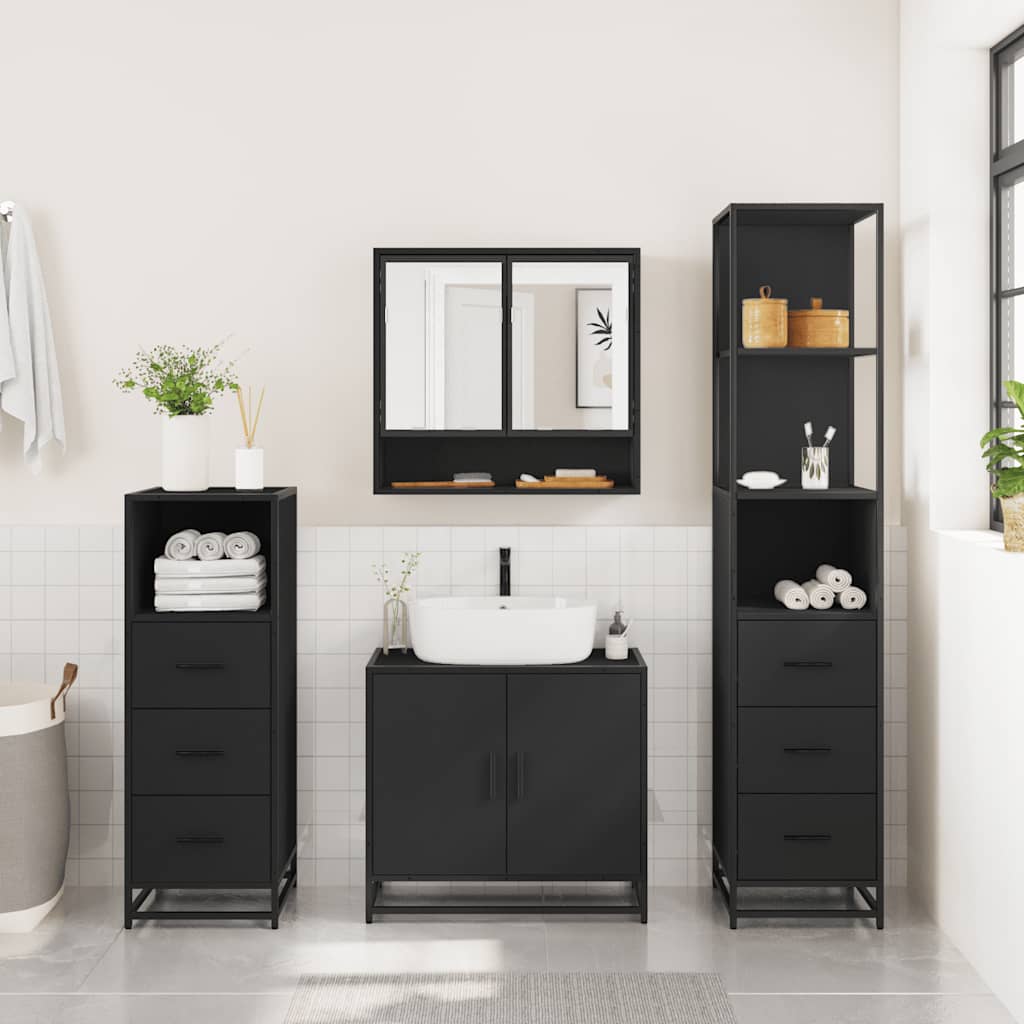 4 Piece Bathroom Furniture Set Engineered Wood