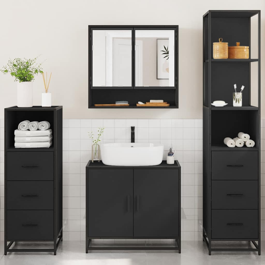 4 Piece Bathroom Furniture Set Engineered Wood