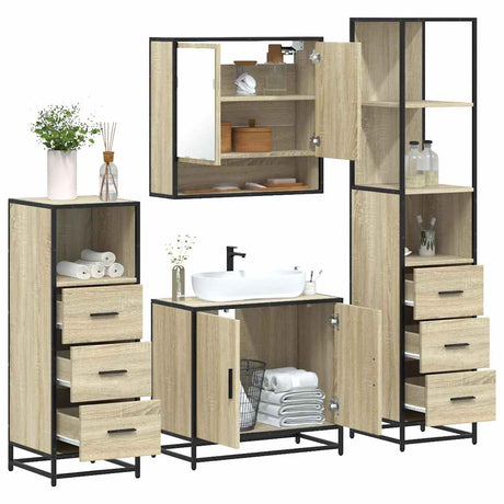 4 Piece Bathroom Furniture Set  Engineered Wood