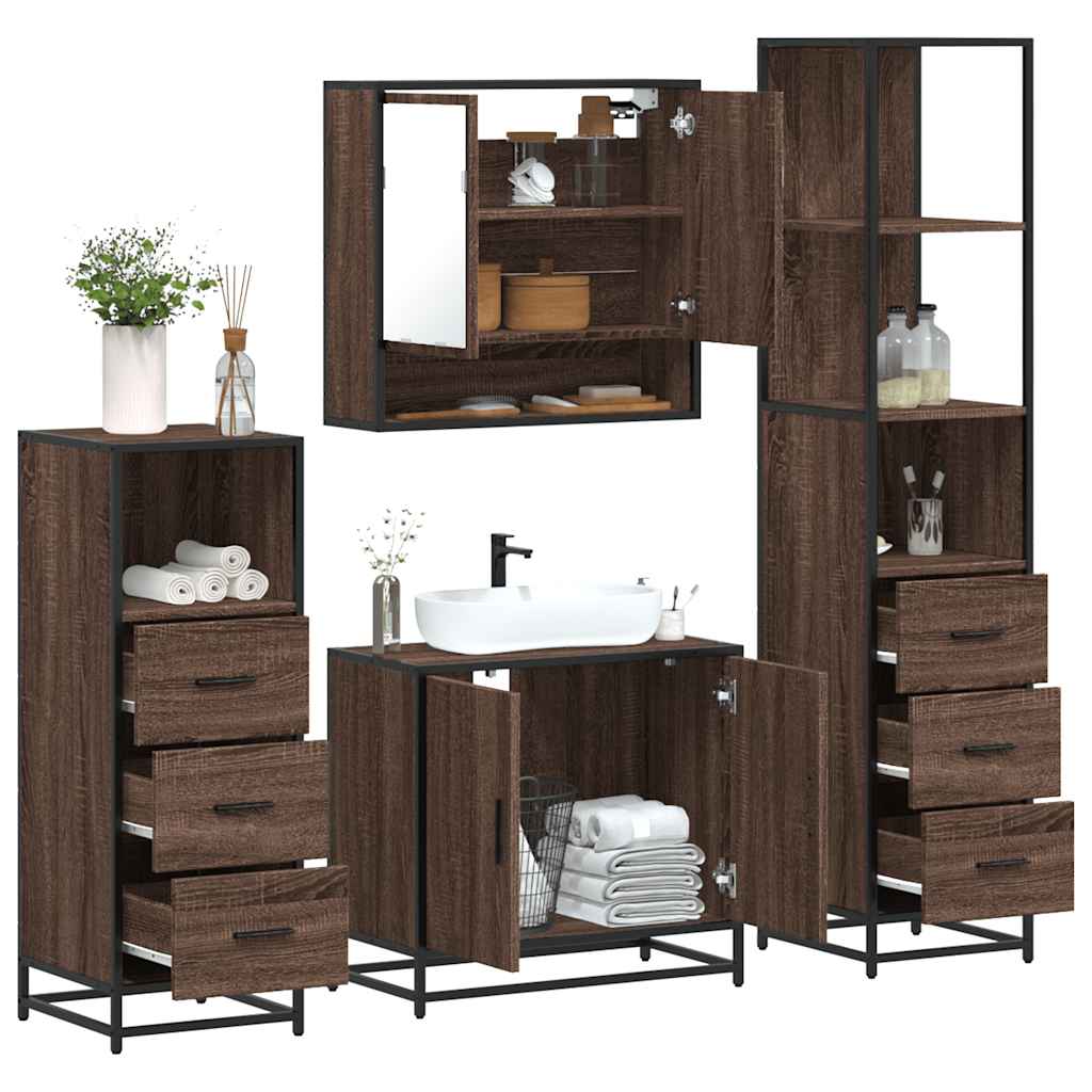 4 Piece Bathroom Furniture Set Engineered Wood