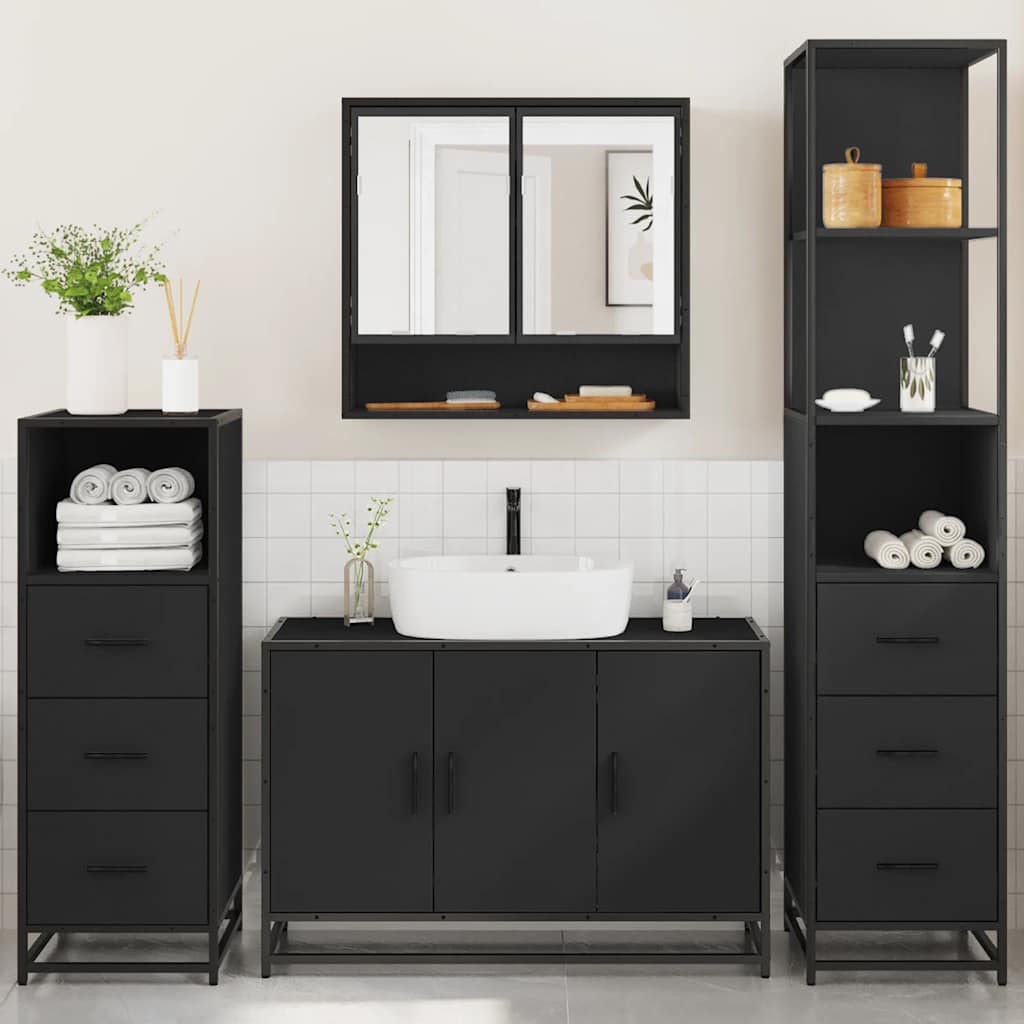 4 Piece Bathroom Furniture Set Engineered Wood