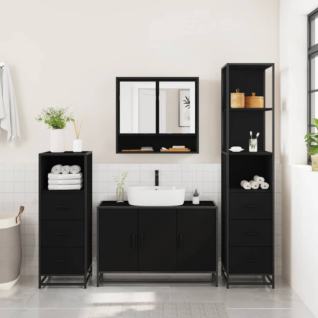 4 Piece Bathroom Furniture Set Engineered Wood