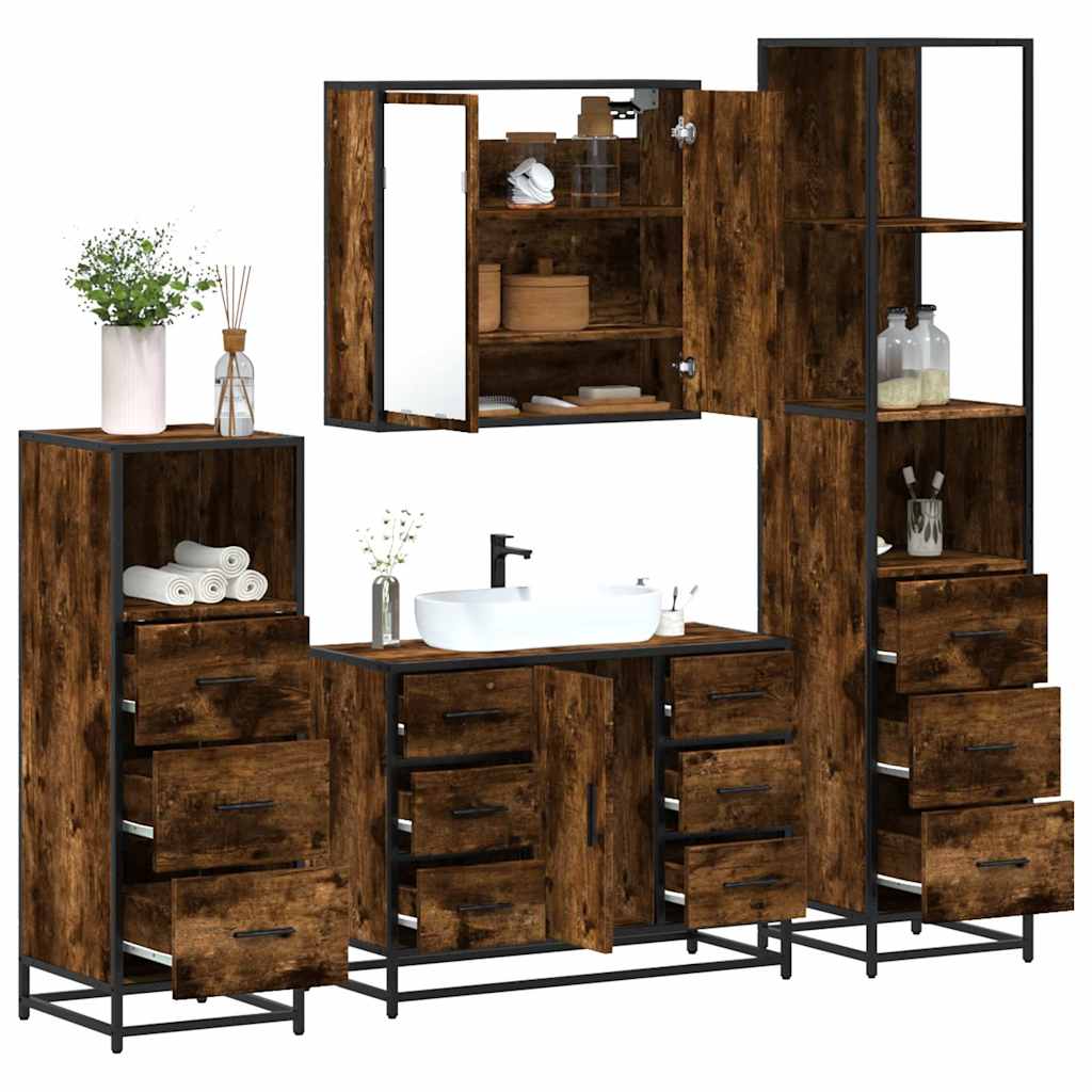 4 Piece Bathroom Furniture Set Engineered Wood