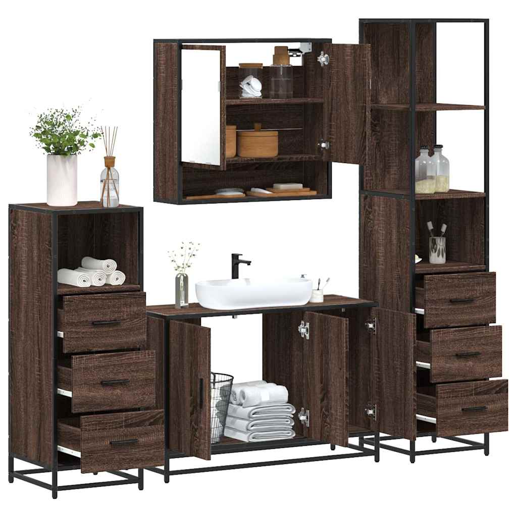 4 Piece Bathroom Furniture Set Engineered Wood
