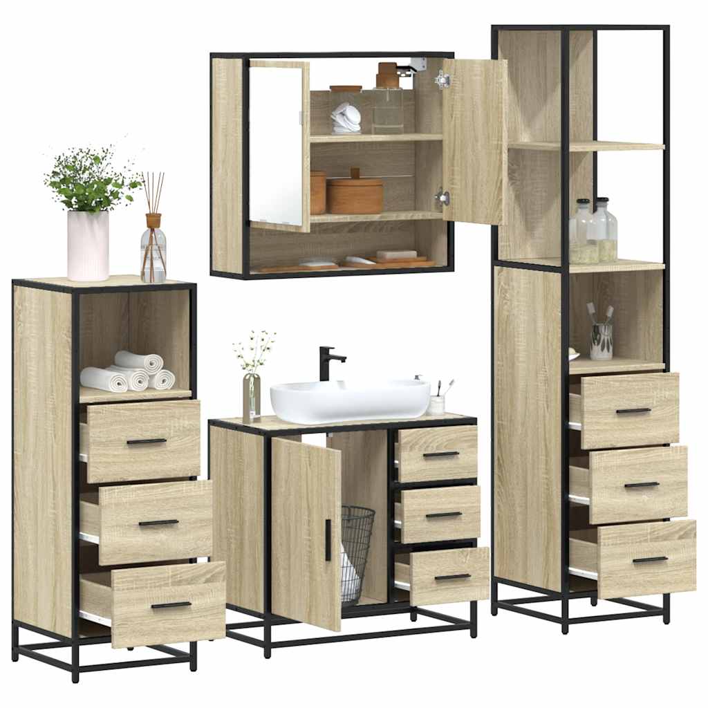 4 Piece Bathroom Furniture Set  Engineered Wood