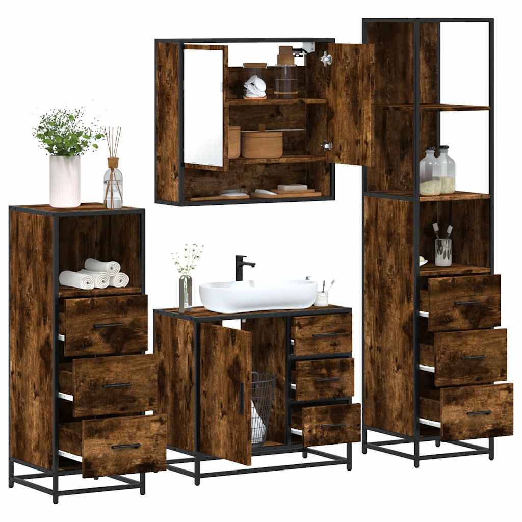 4 Piece Bathroom Furniture Set  Engineered Wood