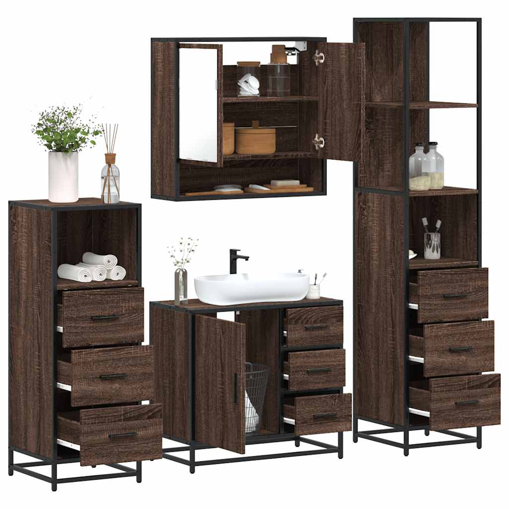 4 Piece Bathroom Furniture Set  Engineered Wood
