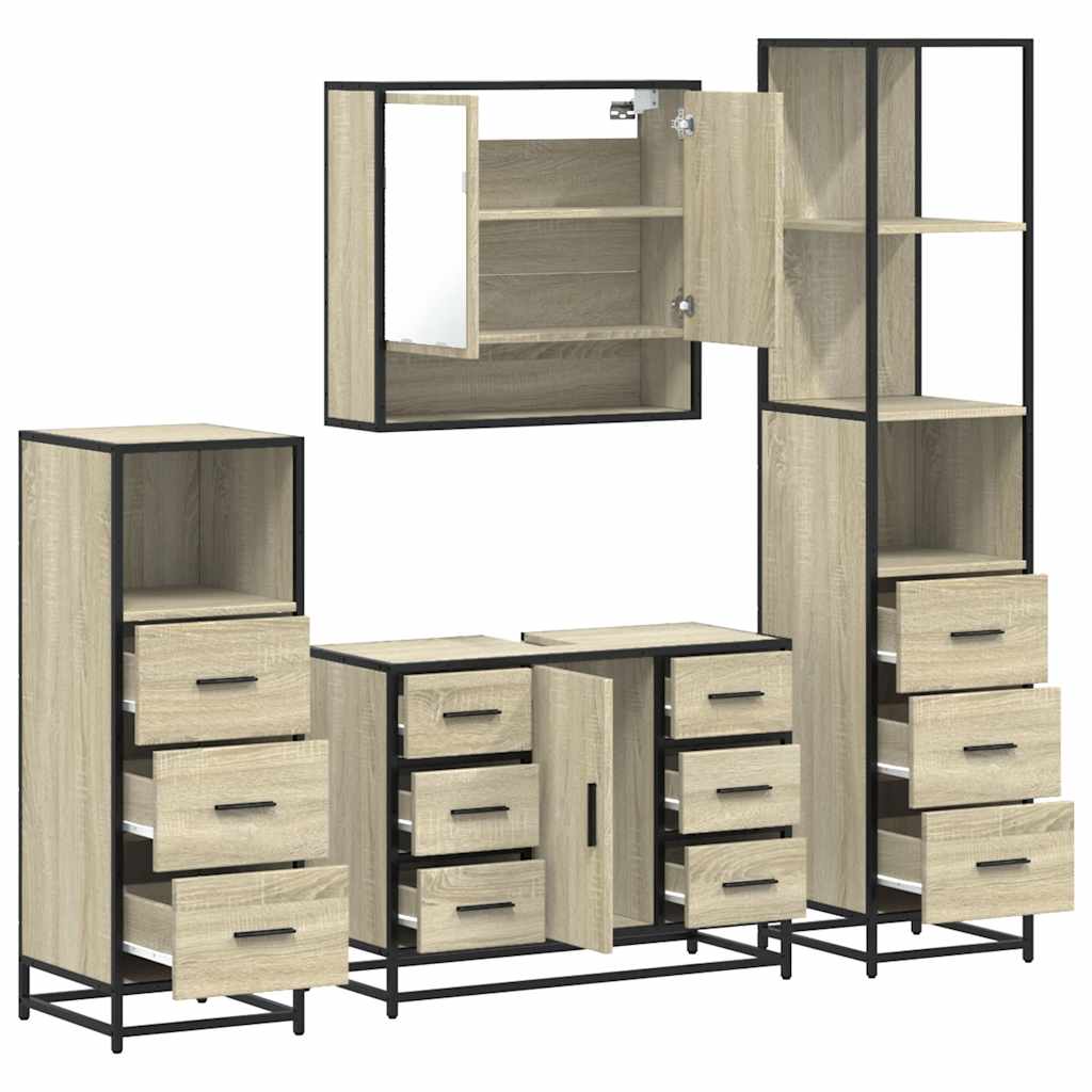 4 Piece Bathroom Furniture Set  Engineered Wood