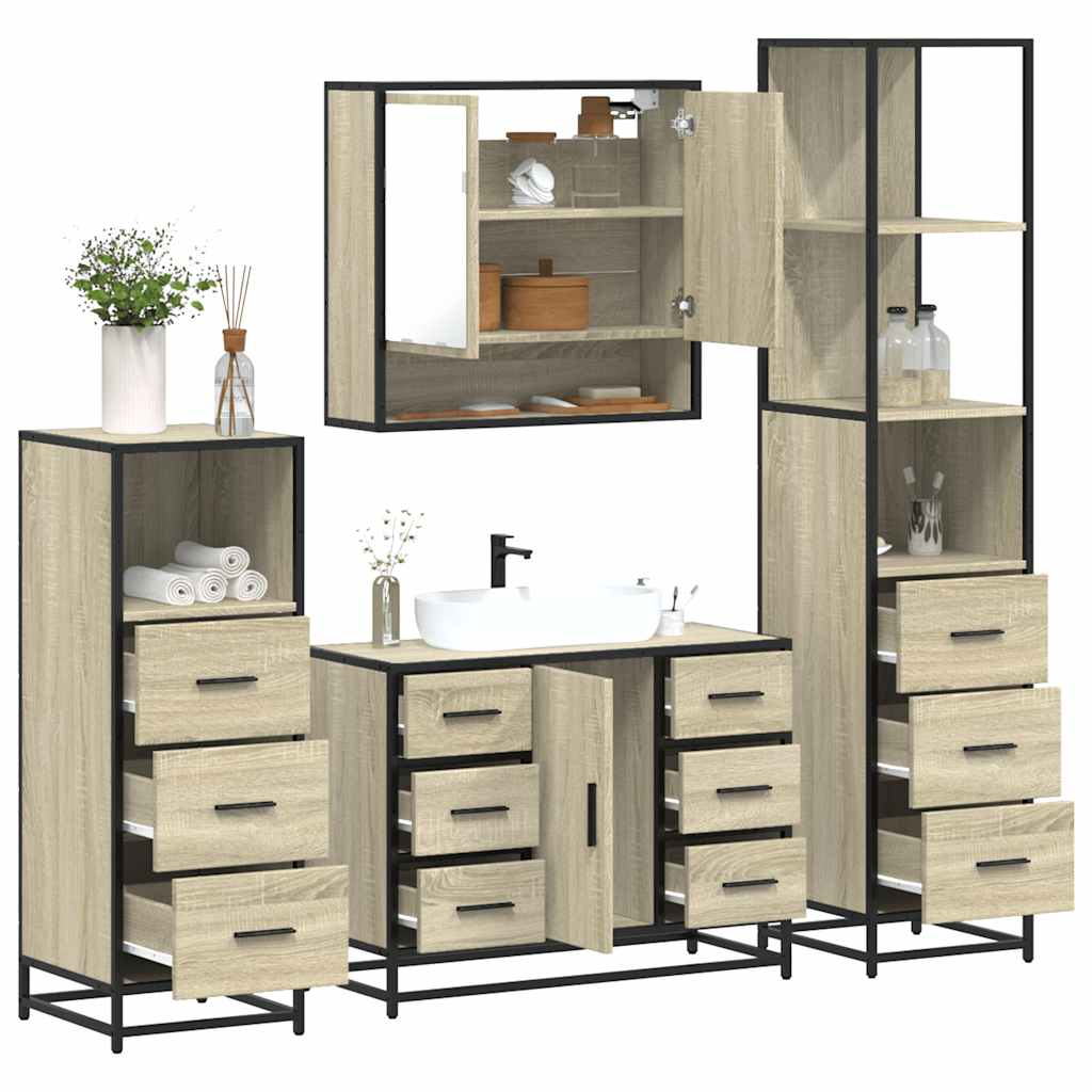 4 Piece Bathroom Furniture Set  Engineered Wood