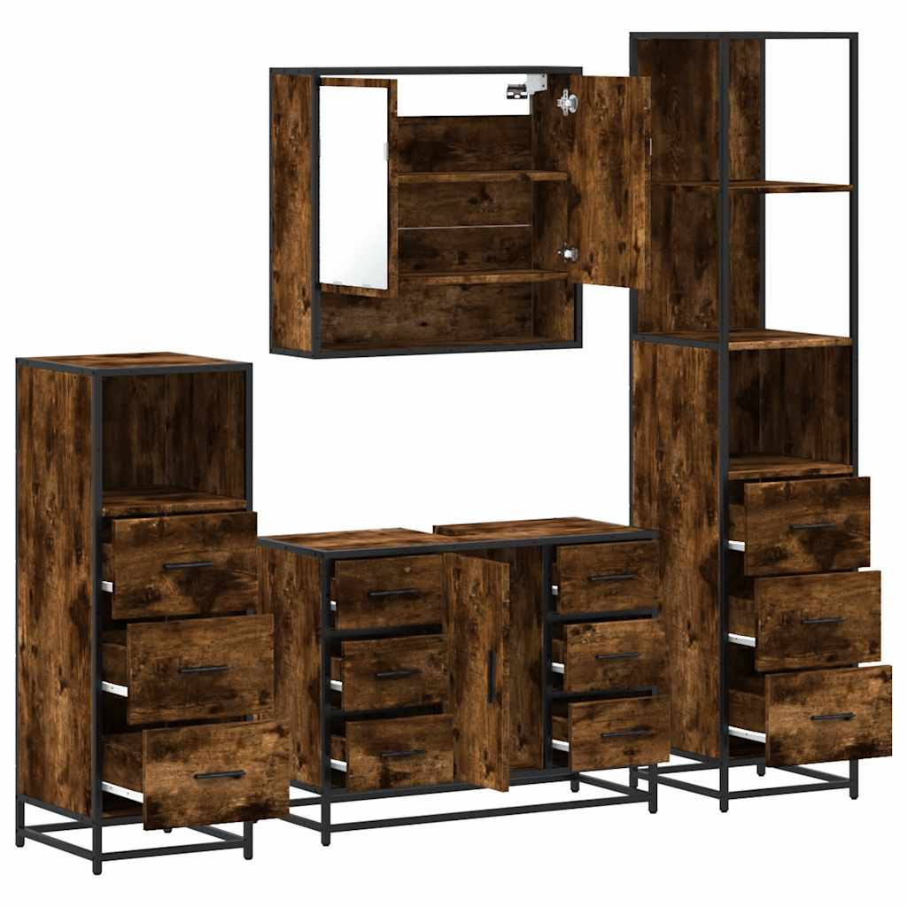 4 Piece Bathroom Furniture Set  Engineered Wood