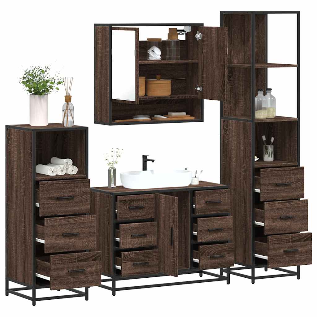 4 Piece Bathroom Furniture Set  Engineered Wood