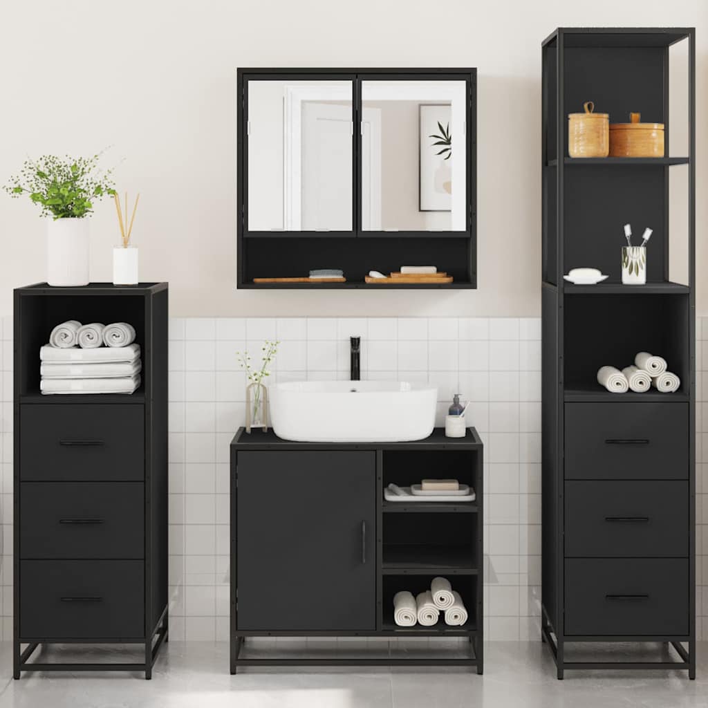4 Piece Bathroom Furniture Set Engineered Wood