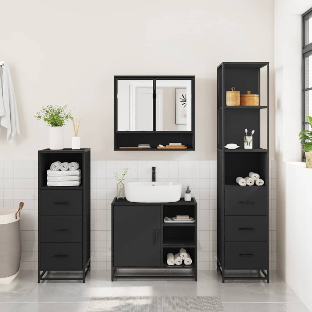 4 Piece Bathroom Furniture Set Engineered Wood