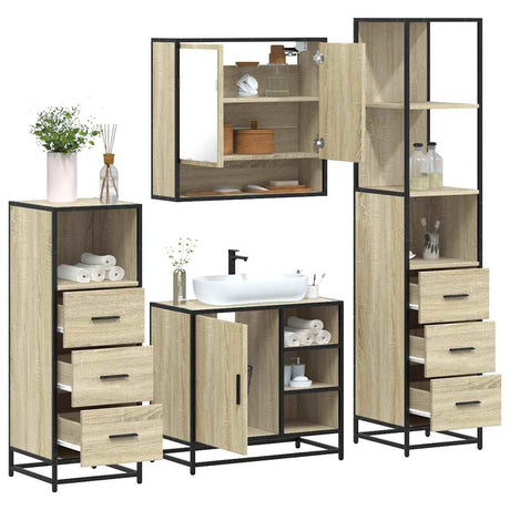4 Piece Bathroom Furniture Set  Engineered Wood