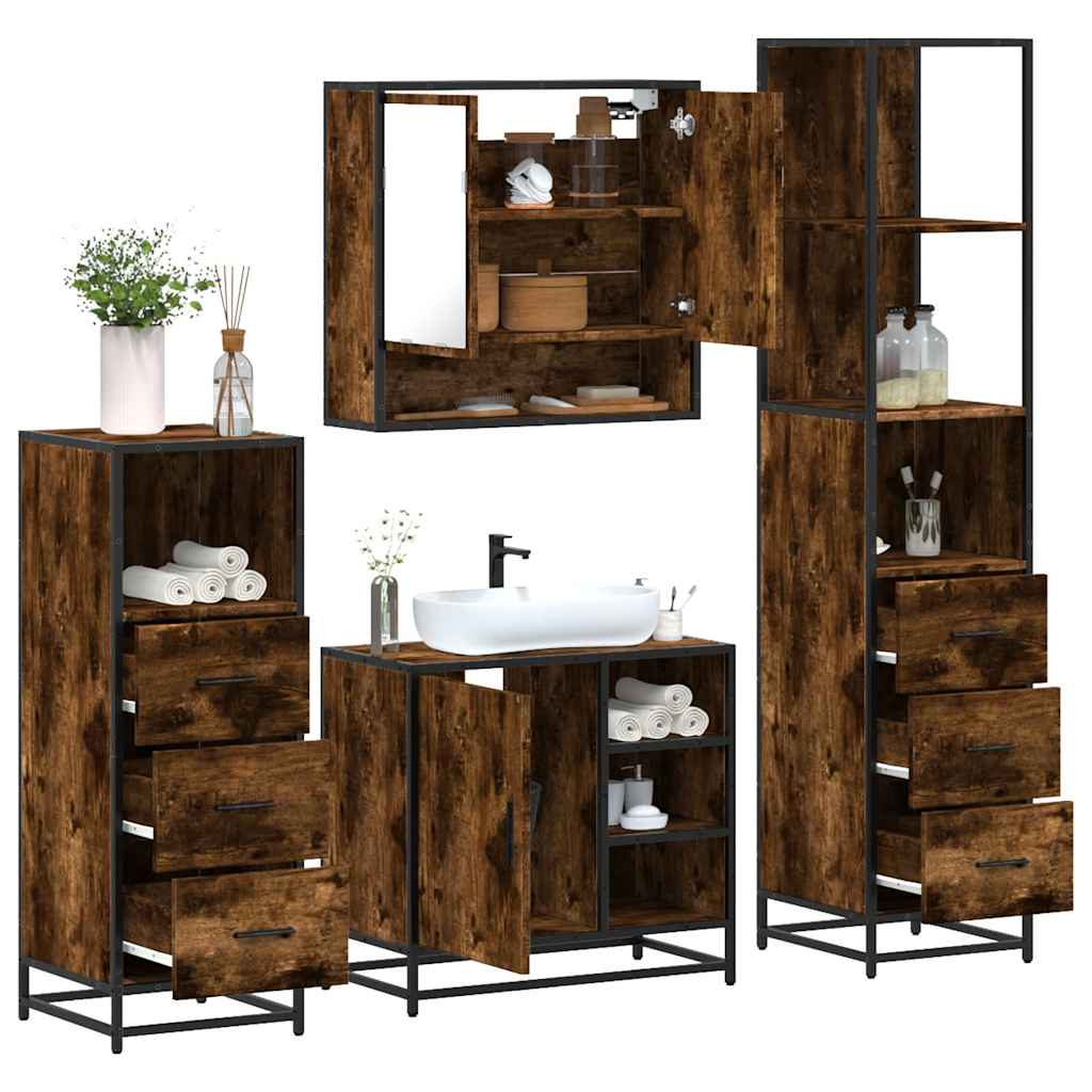 4 Piece Bathroom Furniture Set Engineered Wood