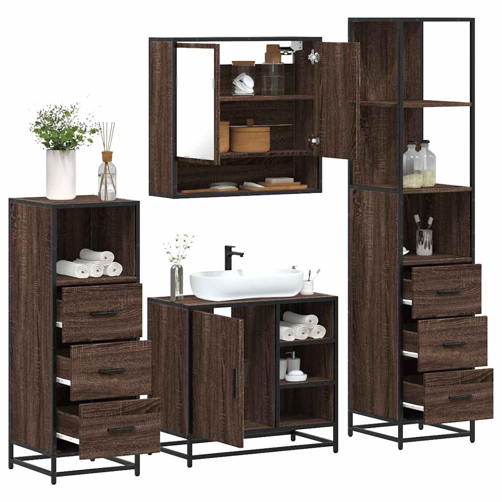 4 Piece Bathroom Furniture Set Engineered Wood