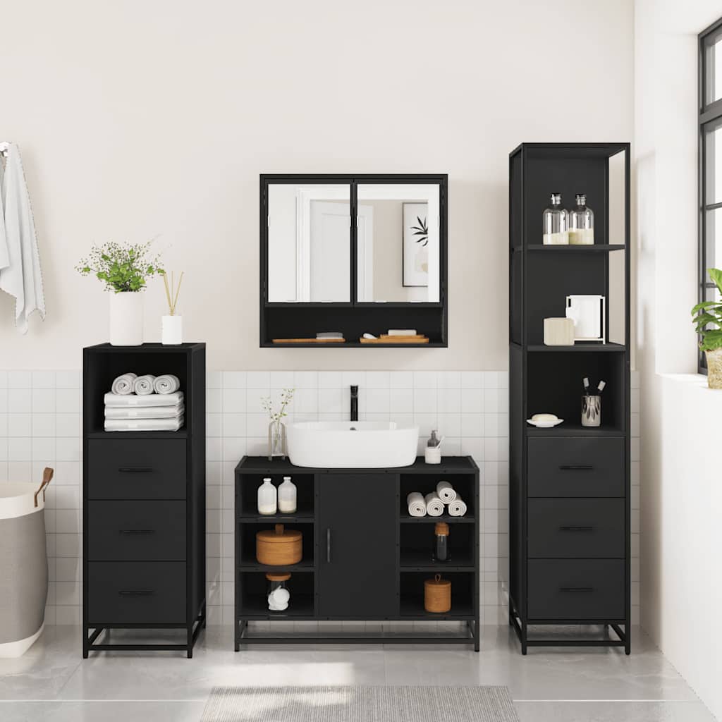 4 Piece Bathroom Furniture Set Engineered Wood