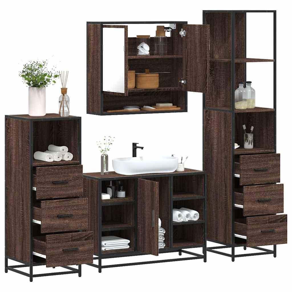 4 Piece Bathroom Furniture Set Engineered Wood