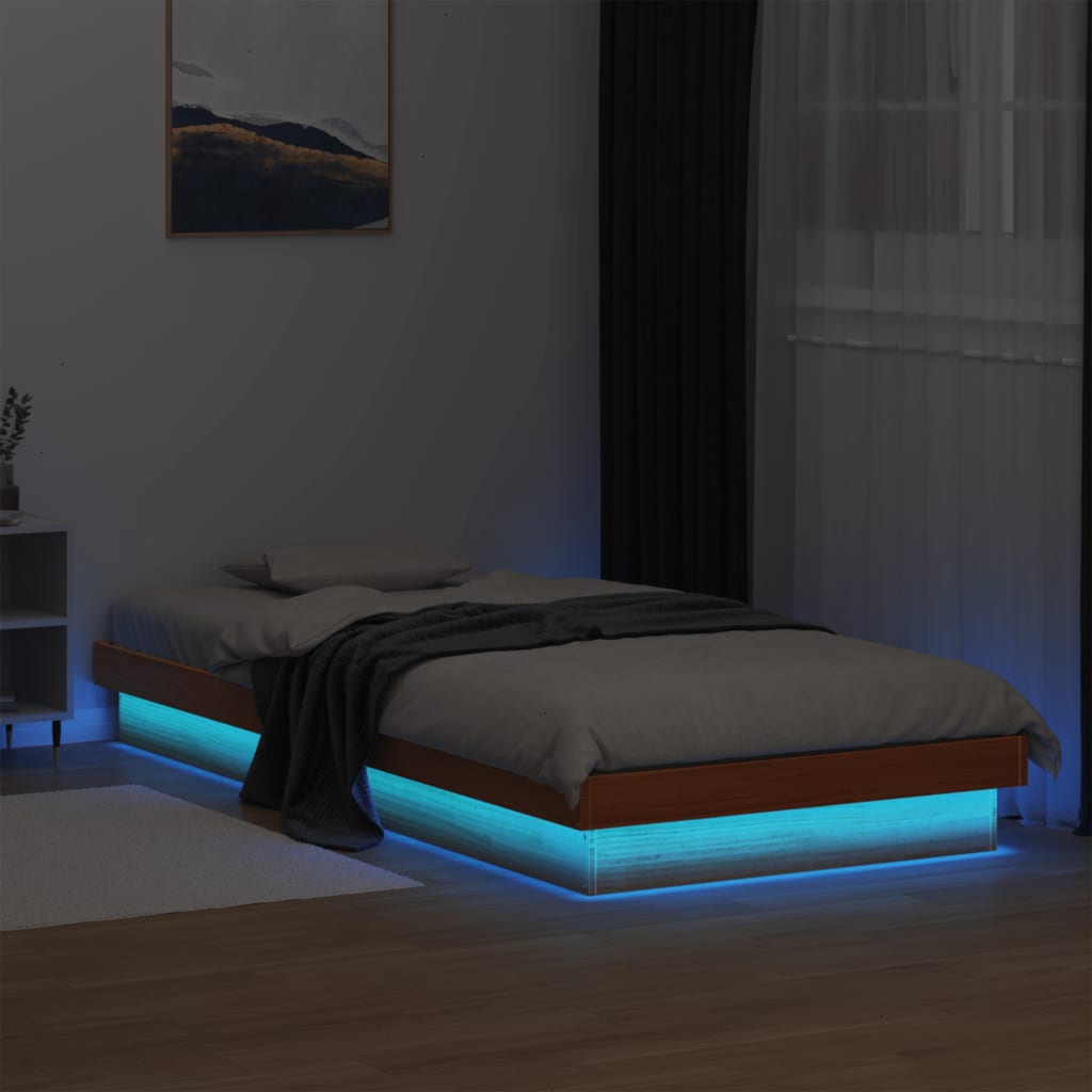 Led Bed Frame Without Mattress Solid Wood