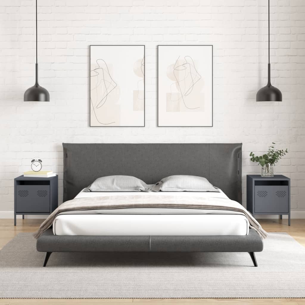 Bedside Cabinets 2 Pcs 35X39X43.5 Cm Steel