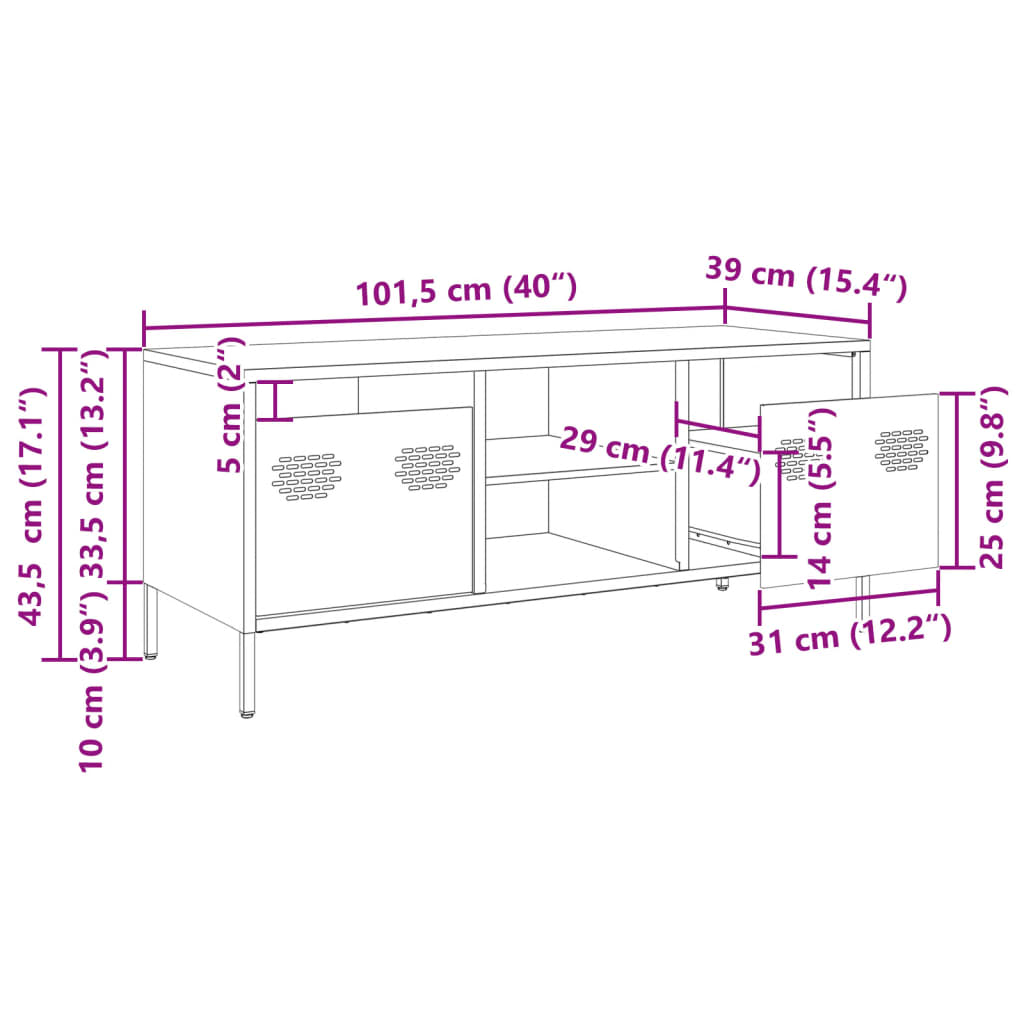 Tv Cabinet 101.5X39X43.5 Cm Cold-Rolled Steel