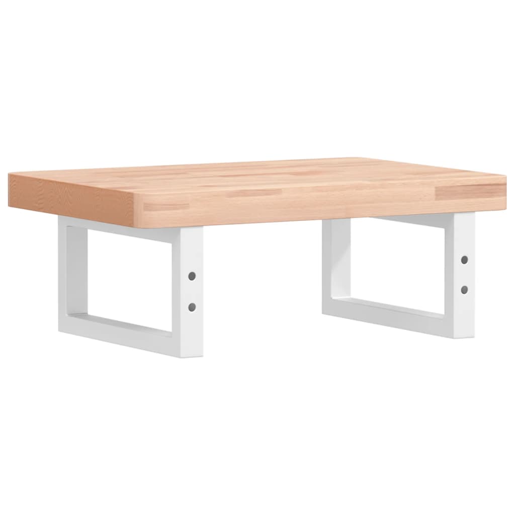 Basin Shelf Wall Mounted Steel And Solid Wood Beech