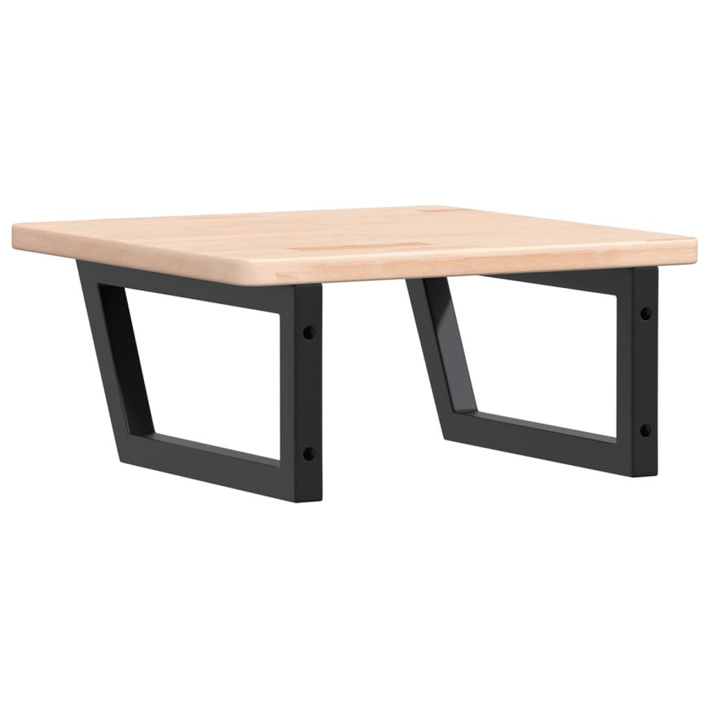 Basin Shelf Wall Mounted Steel And Solid Wood Oak