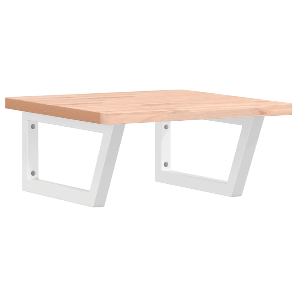 Basin Shelf Wall Mounted Steel And Solid Wood Beech