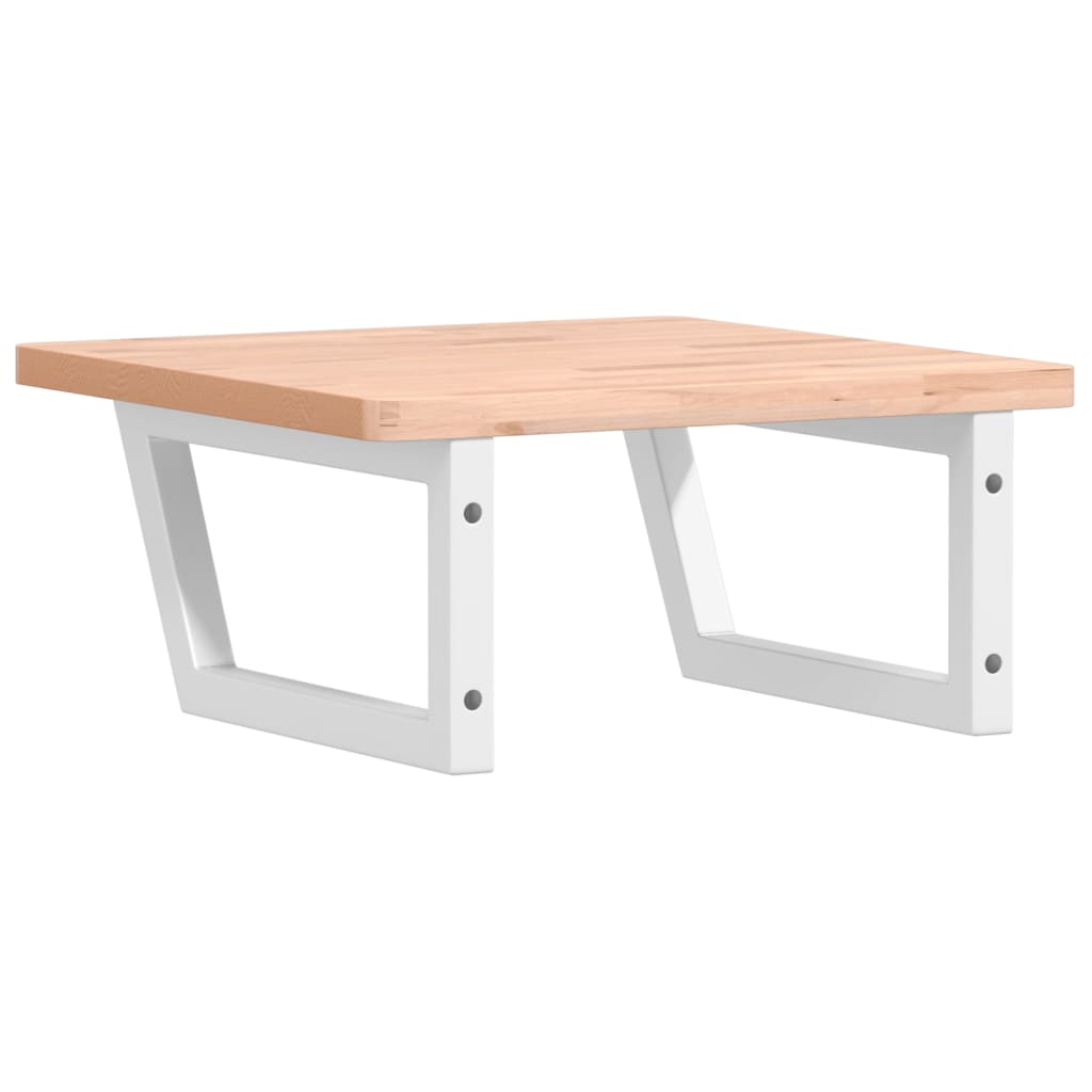 Basin Shelf Wall Mounted Steel And Solid Wood Beech