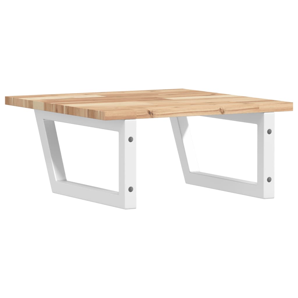 Basin Shelf Wall Mounted Steel And Solid Wood Acacia