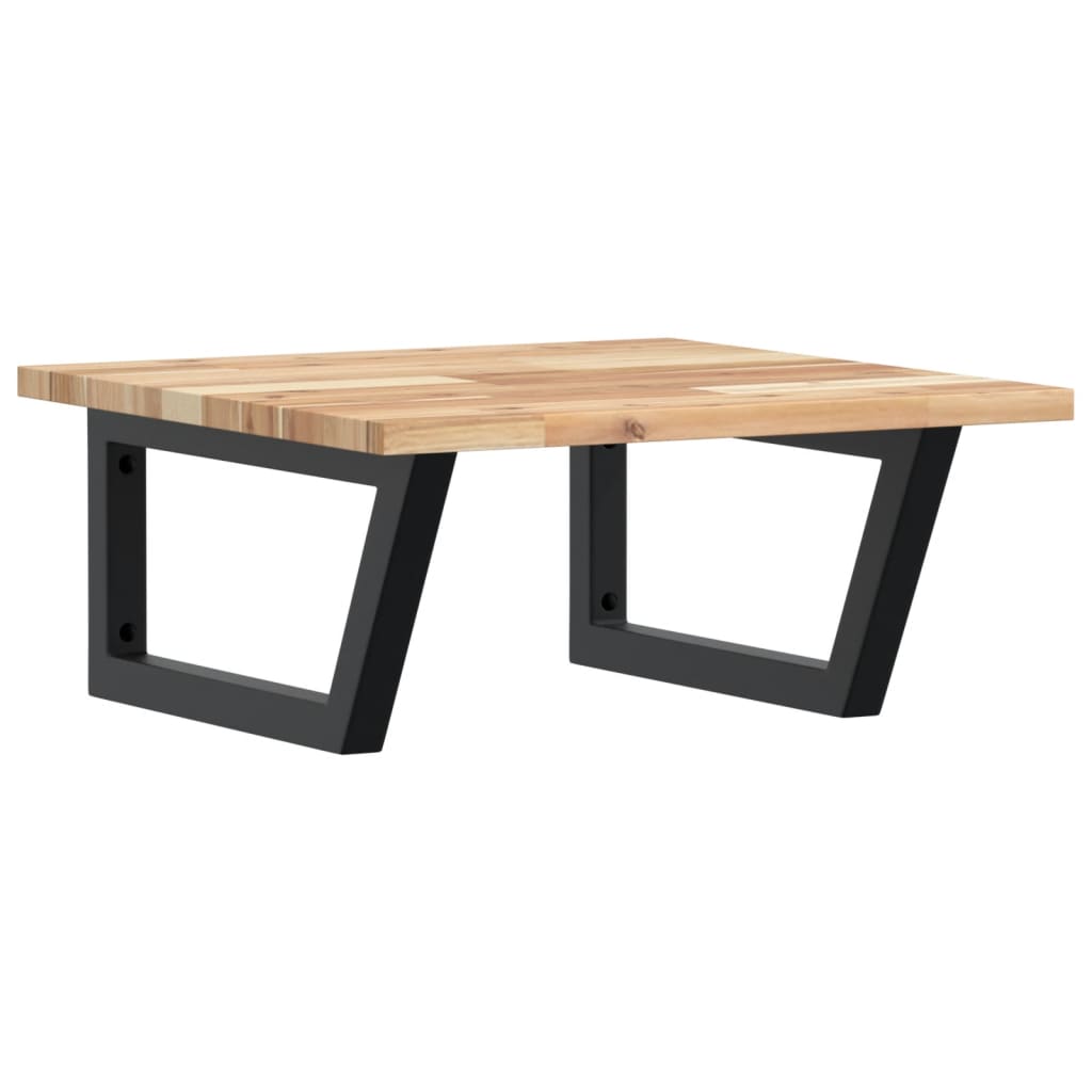 Basin Shelf Wall Mounted Steel And Solid Wood Acacia